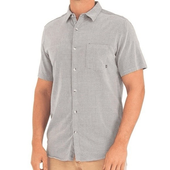 Free Fly Men's Size XL Sullivan's Short Sleeve Button-Up Shirt Grey Blue - Picture 1 of 4